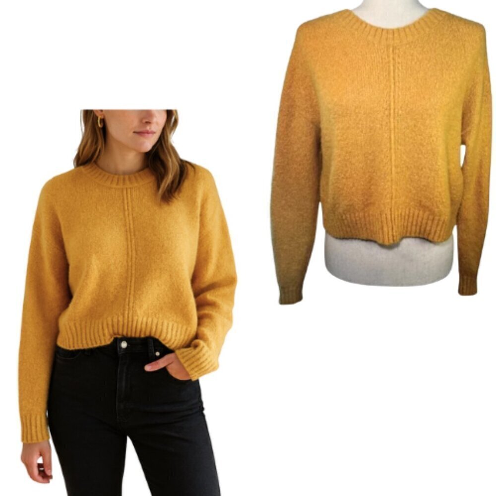 VERO MODA Yellow Fuzzy Front Seam Pullover Sweater Size S